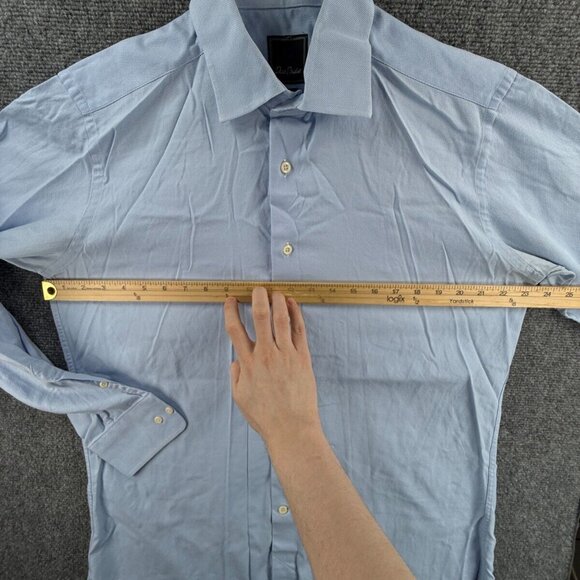 David Donahue Long Sleeve Button Up Shirt Men Cotton Trim Fit 16.5 34/35 Blue ** - Picture 5 of 16